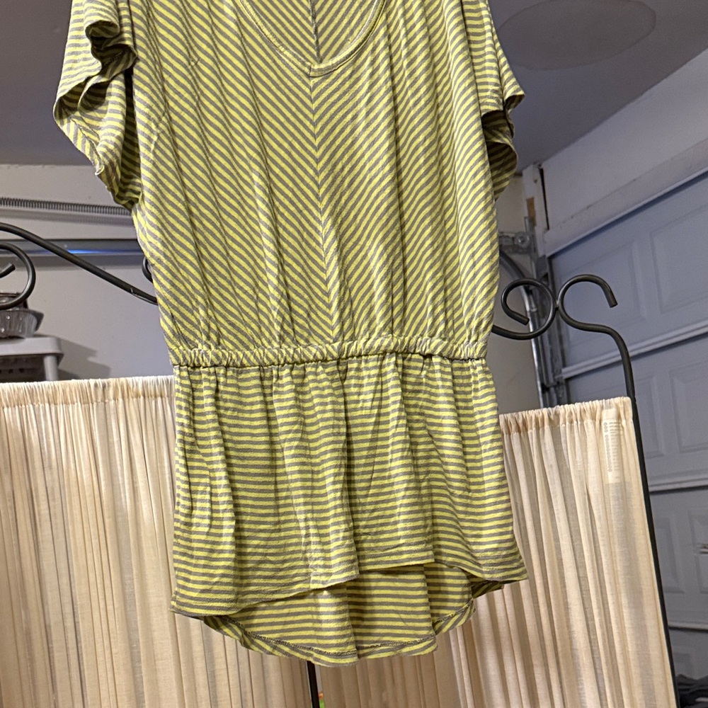 H&M Green Striped Peplum Blouse